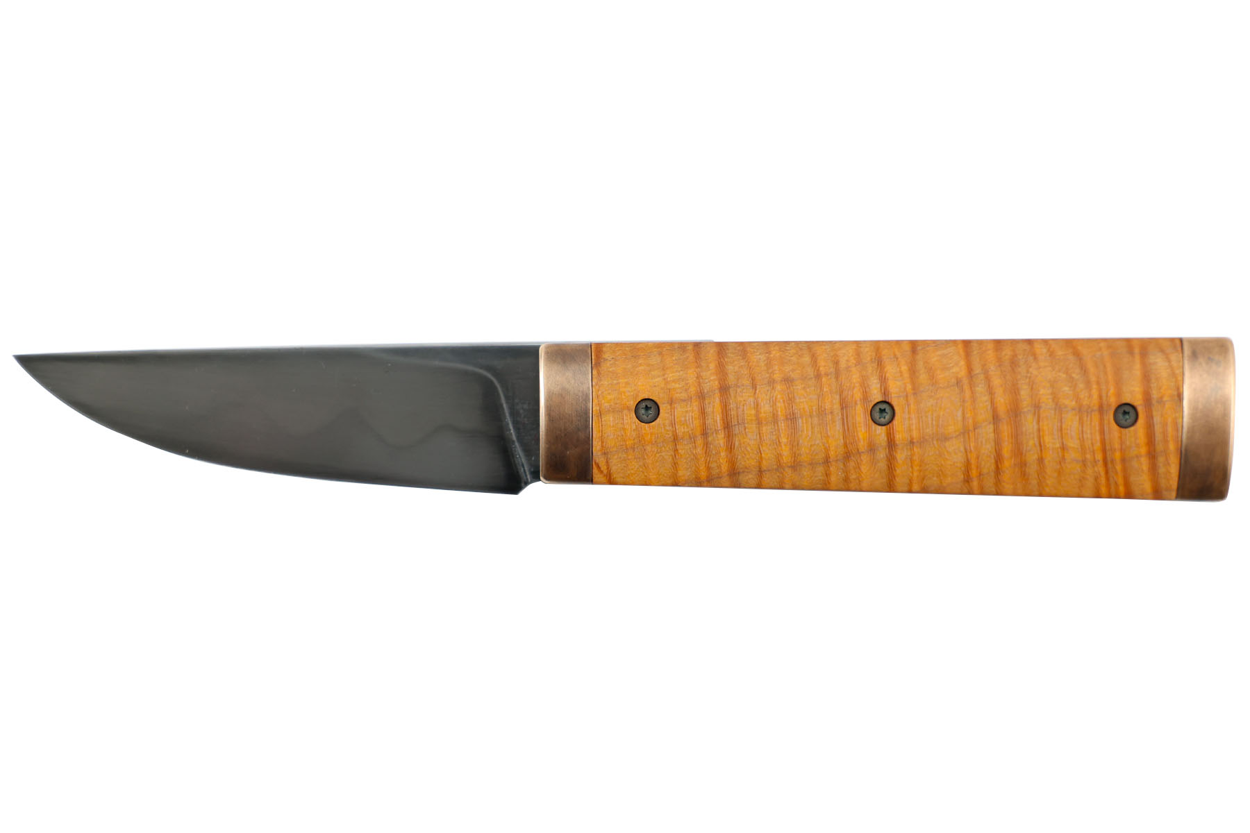 Couteau Artisanal type Nordique de Gabin Piedbois des Forges d'Haraldr -  Érable Ondé stabilisé