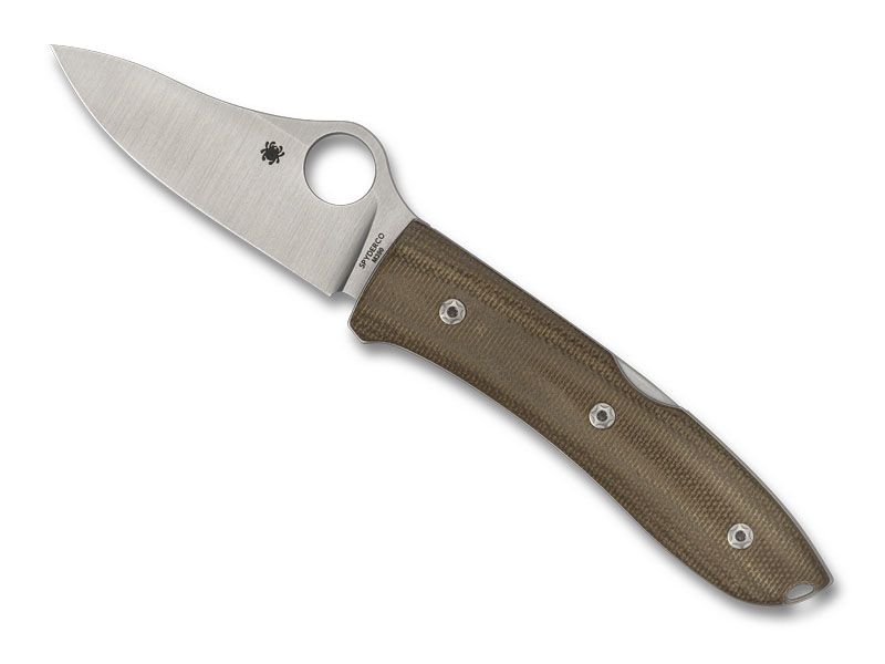 Couteau pliant Spyderco Spyopera par Lionsteel - manche 10 cm titanium avec plaquettes micarta