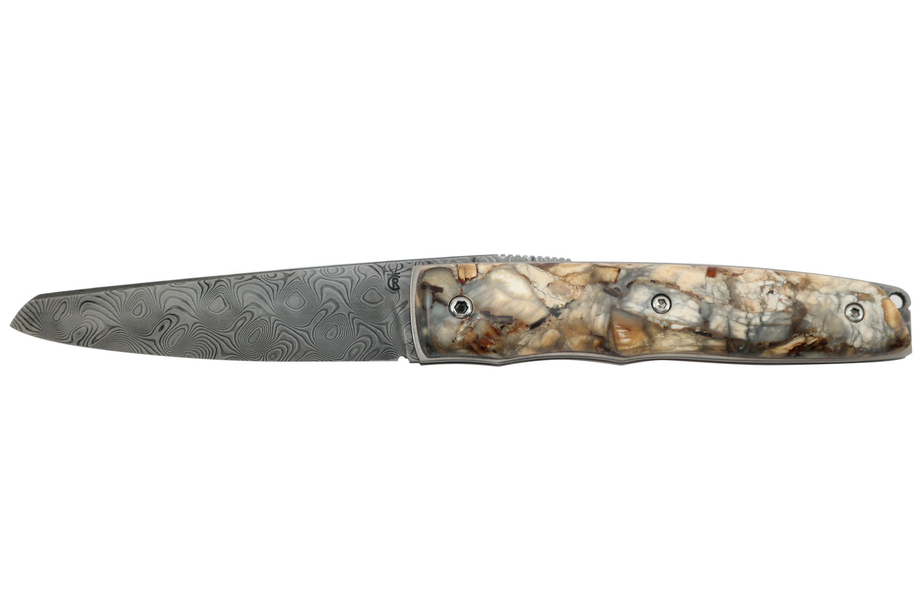 Couteau de poche artisanal de Richard Ciachera - de Mammouth damas