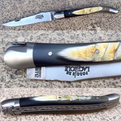 Couteau forge de LAGUIOLE  corne de vache d'Aubrac 11 cm