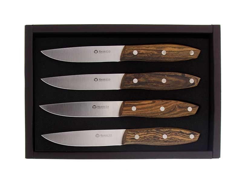 Coffret 4 Couteaux Steak Maserin Stakni 22 cm - manche bois de bocote