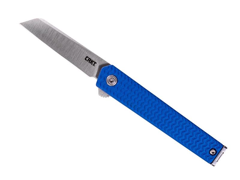 Couteau CRKT CEO Microflipper Sheepfoot - manche 8,5 cm alu bleu