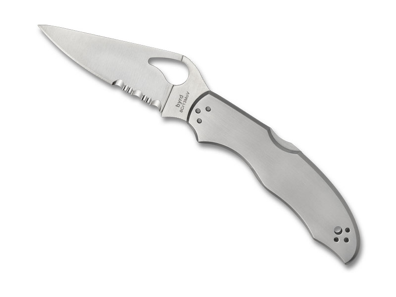 Couteau pliant Byrd Harrier 2 lame semi-dentée -  manche 11 cm inox