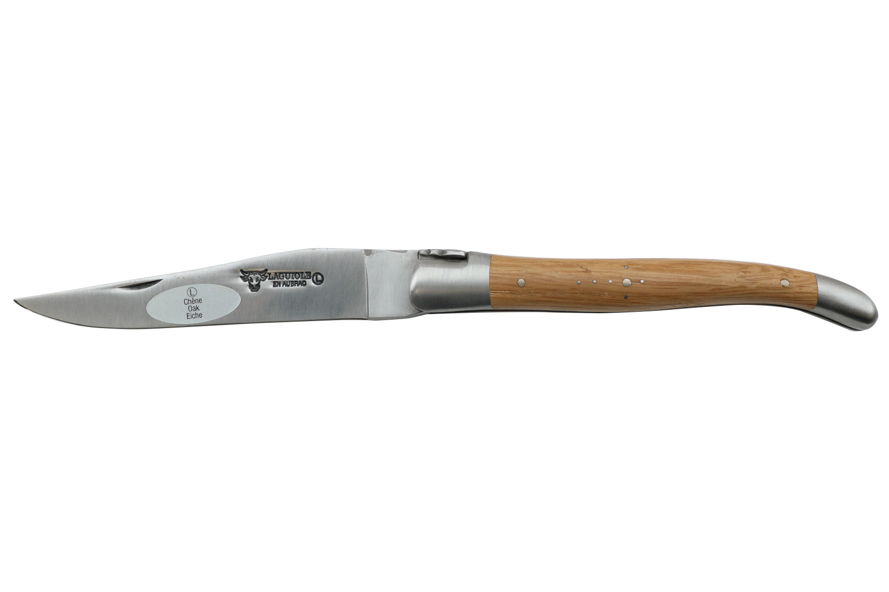 Couteau pliant Laguiole en Aubrac - 12 cm - manche en Chêne - Acier Carbone