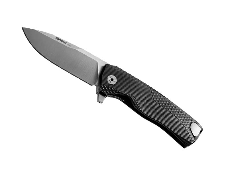 Couteau pliant Lionsteel ROK - manche monobloc SOLID® 11 cm aluminium noir