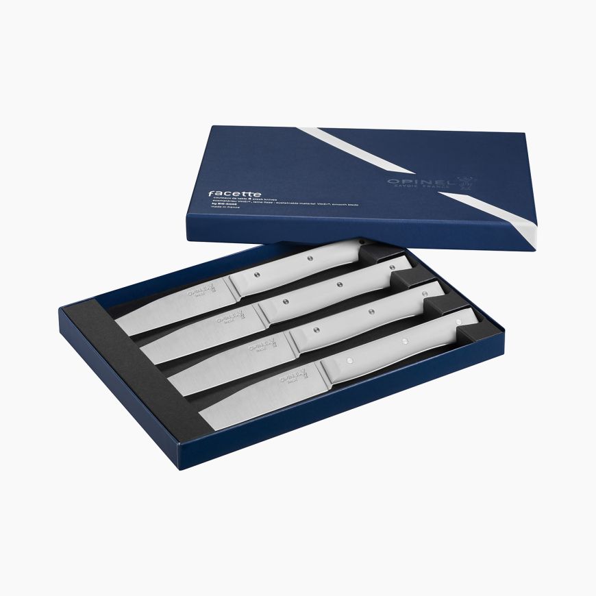 Coffret de 4 couteaux  Opinel de table Facette Blanc de 11cm