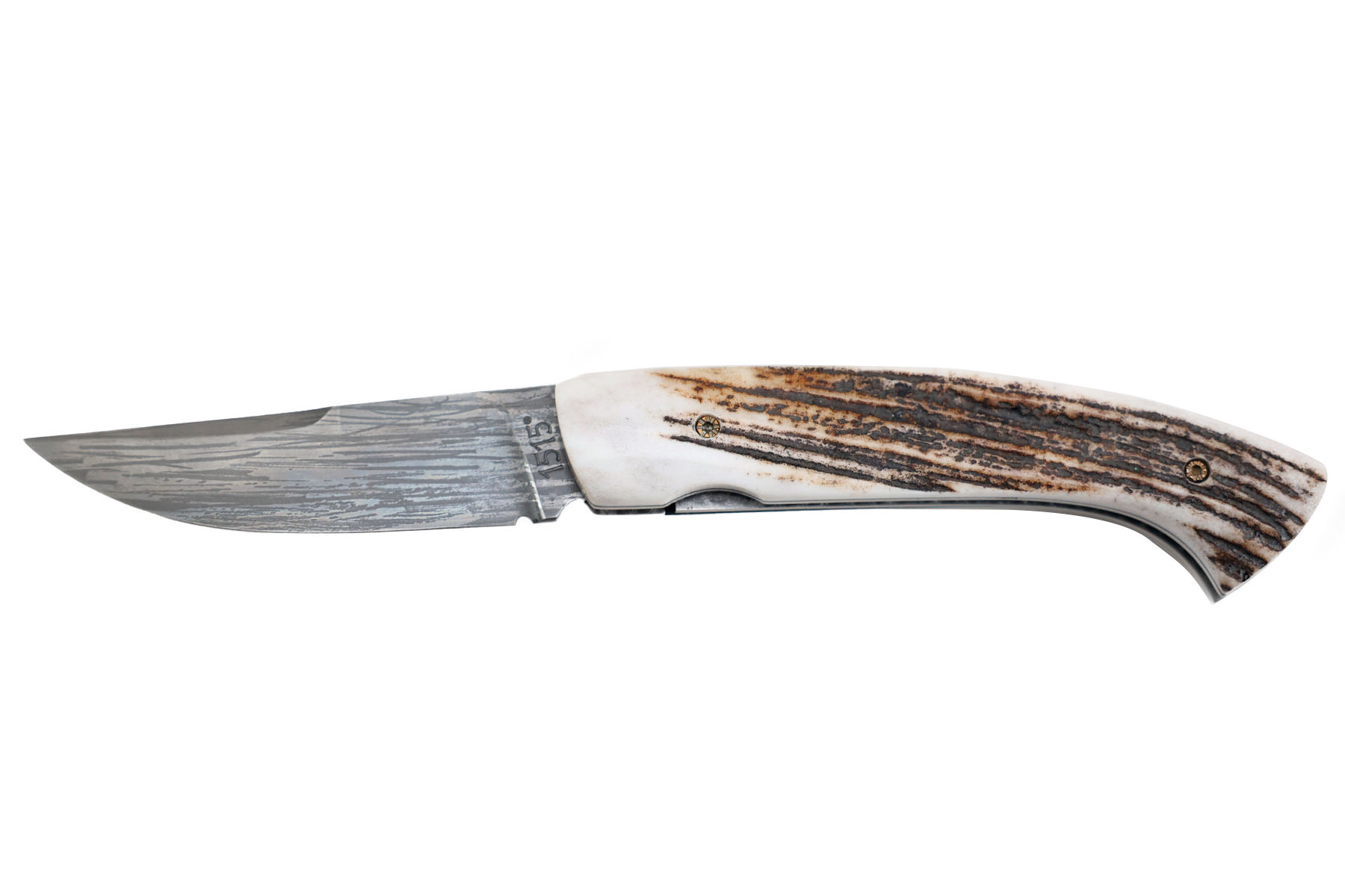 Couteau pliant artisanal 1515 de Manu Laplace  "Chambord" - bois de cerf