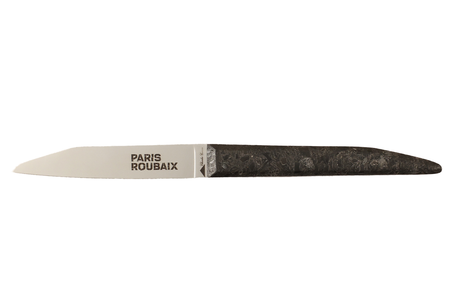 Couteau pliant par Charles Canon manche en Pavé "Carrefour de l'arbre" Paris Roubaix