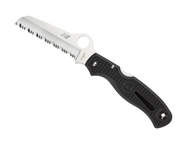 Couteau pliant Spyderco Atlantic Salt - manche 11.5 cm noir - lame à dents