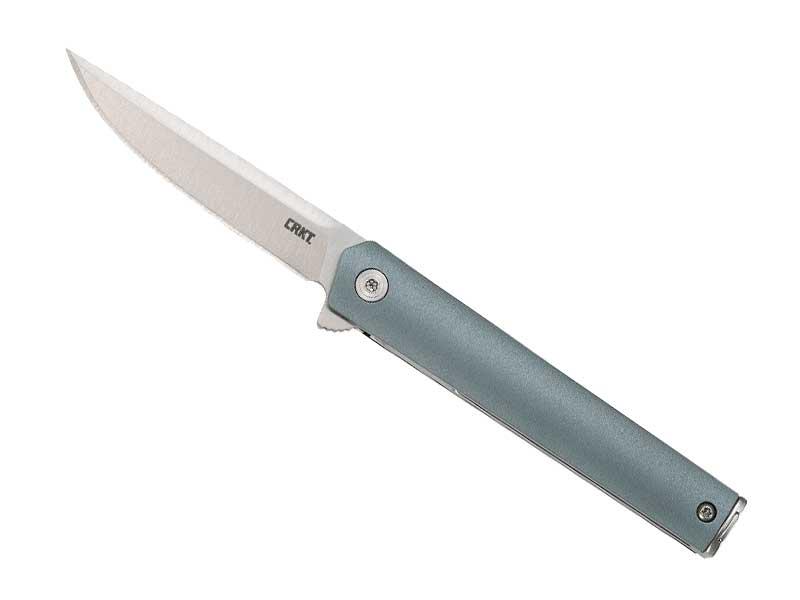 Couteau pliant CRKT CEO Compact - manche 9 cm nylon/fibre de verre gris/bleu