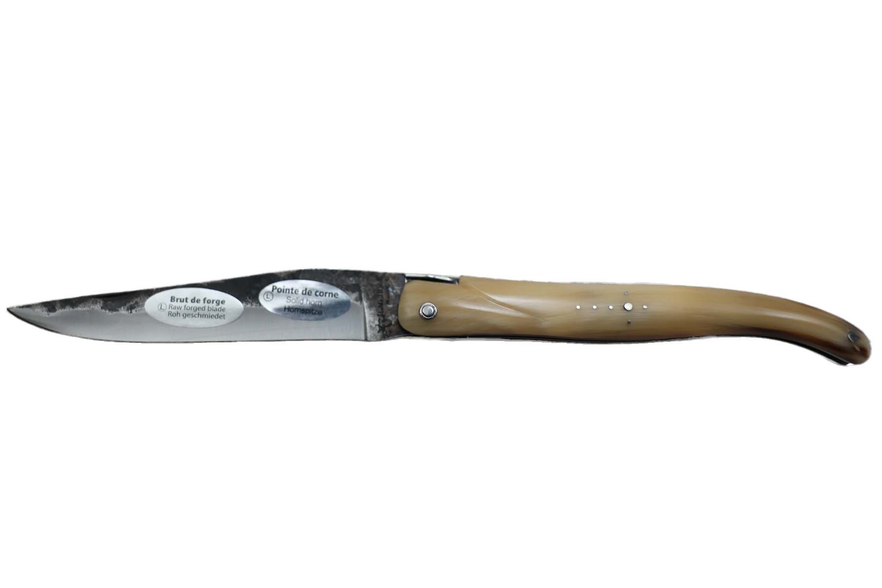 Couteau pliant Laguiole en Aubrac 12 cm - brut de forge corne