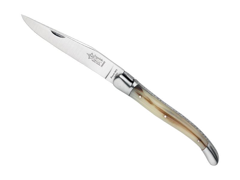 Couteau pliant Laguiole G. David Arbalète mitres inox mat - manche corne blonde 12 cm