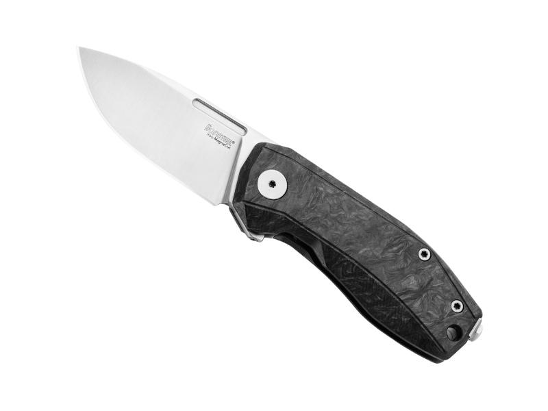 Couteau pliant Lionsteel Nano - manche 9,5 cm fibre de carbone noir et titanium gris