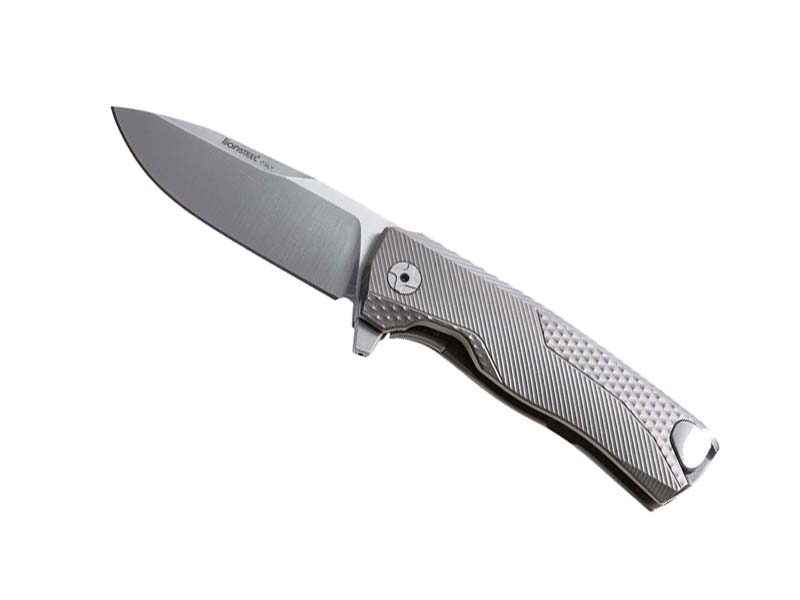 Couteau pliant LIONSTEEL ROK - manche monobloc SOLID® 11 cm titanium gris