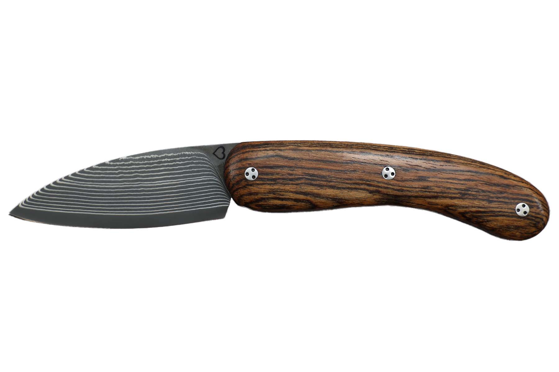 Couteau modèle cathare par la coutellerie Savignac, suminagashi damas - bocote