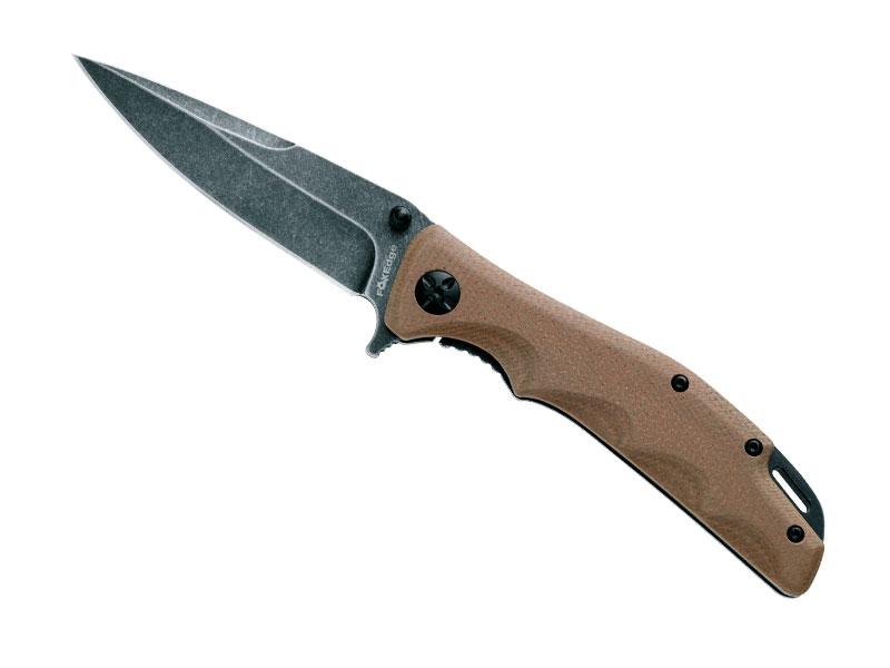 Couteau FOX EDGE Mandatory Fun - manche 11 cm G10 brun au recto et acier inox au verso