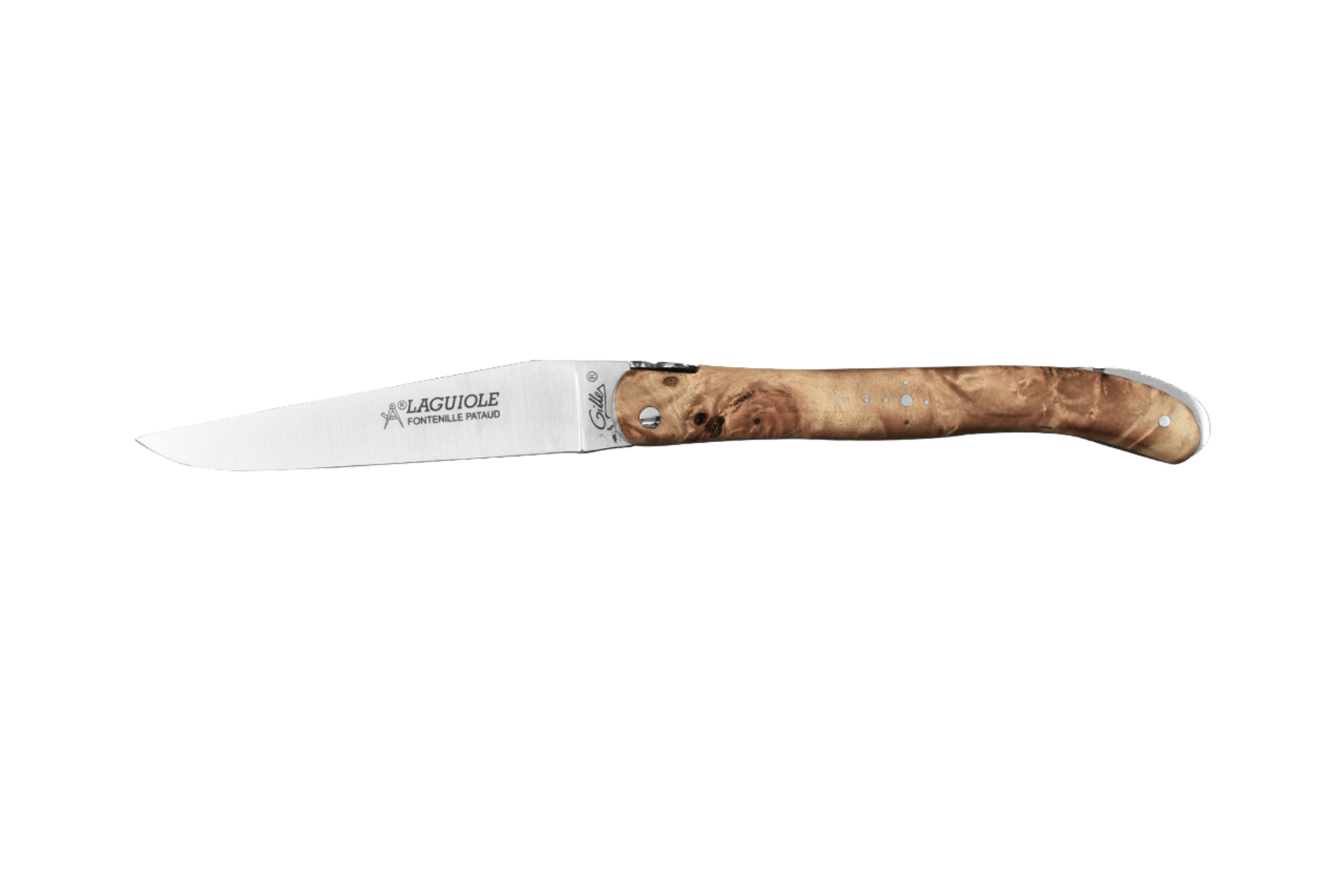 Couteau Laguiole Fontenille Pataud Gilles Nature - manche 12 cm loupe de peuplier bleue