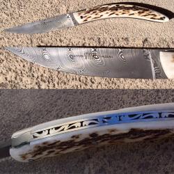 Couteau Goyon Chazeau "styl'ver" bois de cerf - damas