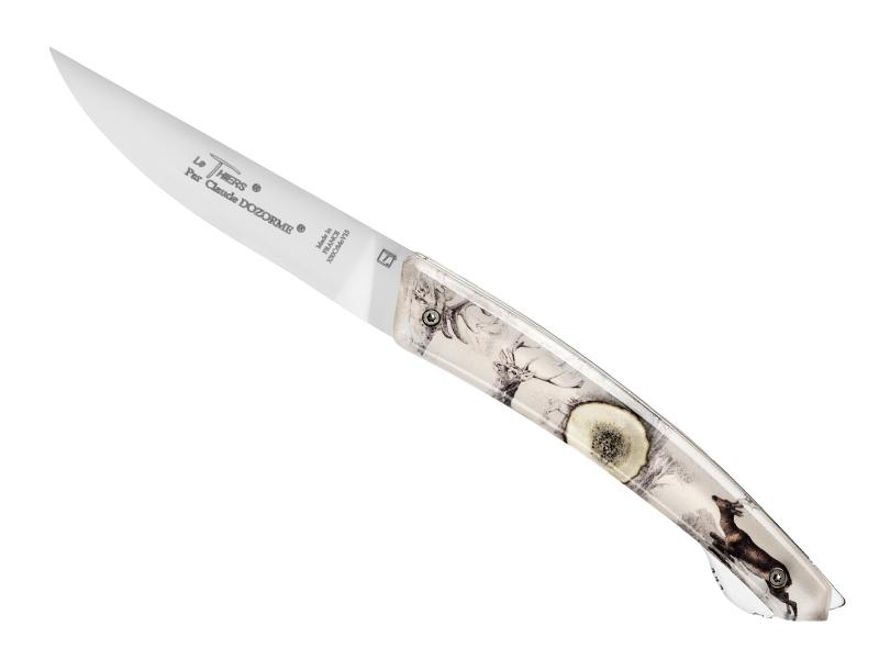 Couteau Le Thiers Verrou de Claude Dozorme - manche 12 cm bois de cerf