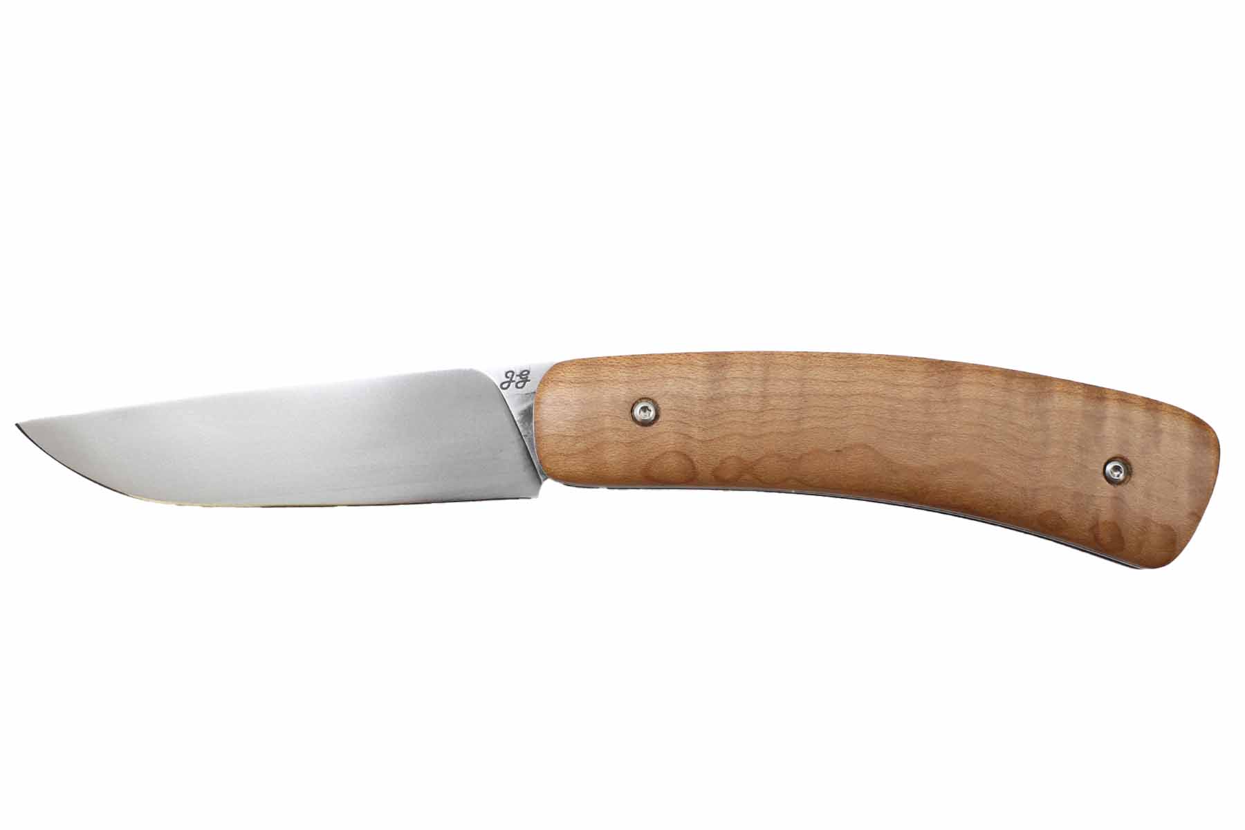 Couteau pliant artisanal de Joel Grandjean- Le Sauciflard - frêne ondé