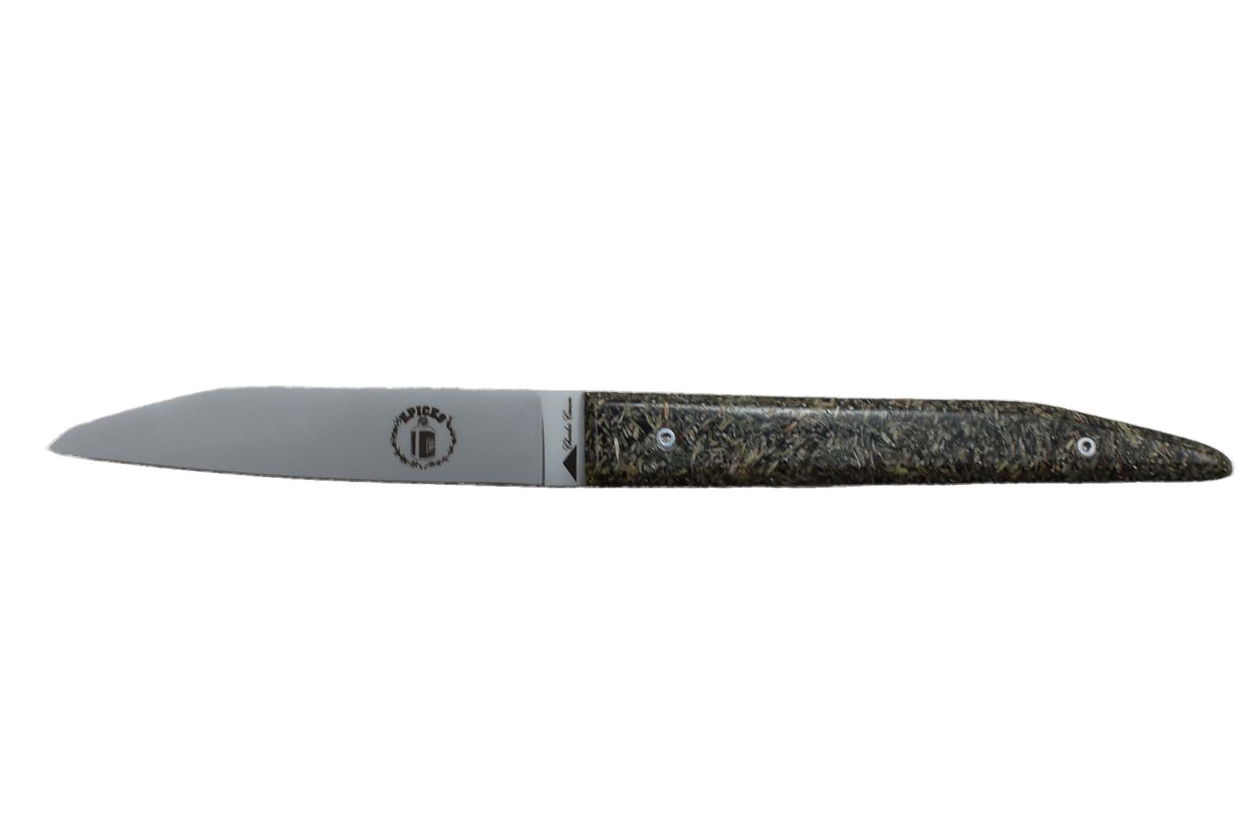 Couteau pliant par Charles Canon - manche en herbe de Provence