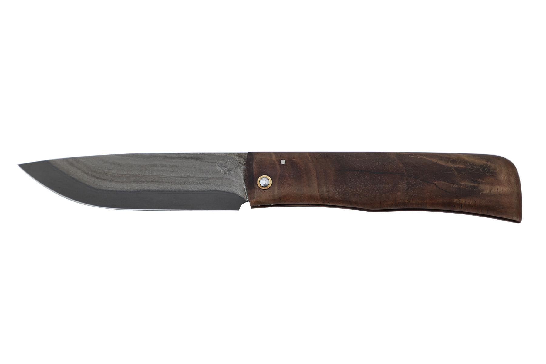 Couteau artisanal de La Forge de la rivière "Nicolas Bertet" - loupe de noyer