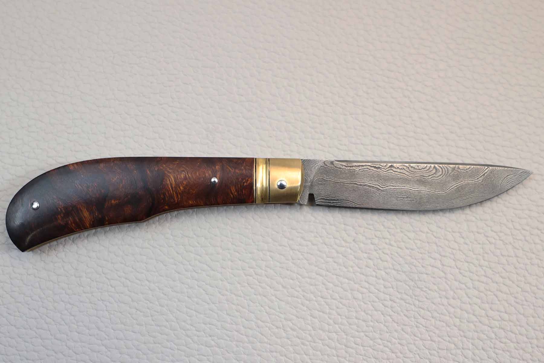 Couteau pliant artisanal "Honoré Vilain" Loupe de bois de fer