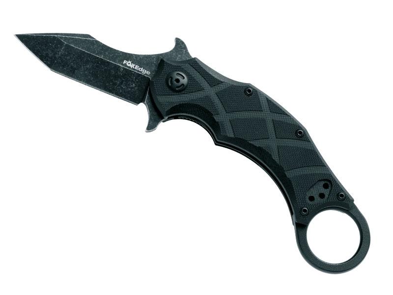 outeau FOX EDGE Karambit The Claw - lame acier revêtement Idroglider finition blackwash - manche 10