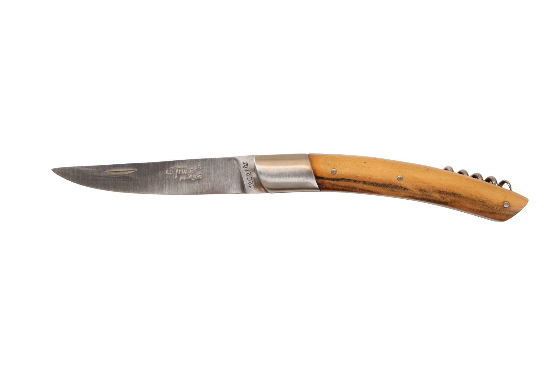 Couteau "Le Thiers" + tire-bouchon manche olivier 12 cm BJB