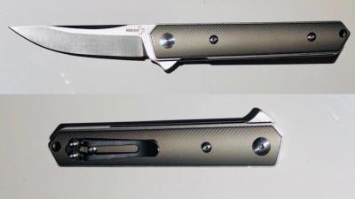 Couteau Böker plus Kwaiker Mini Flipper Titan - manche titane gris