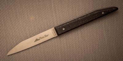 Couteau par Charles Canon manche en charbon poli "Le Terril"
