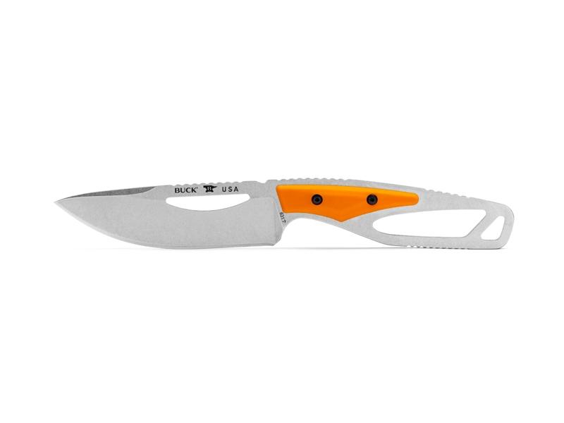 Couteau plat Buck Paklite 2.0 Field Knife - lame 10 cm - manche à trous et plaquette nylon orange