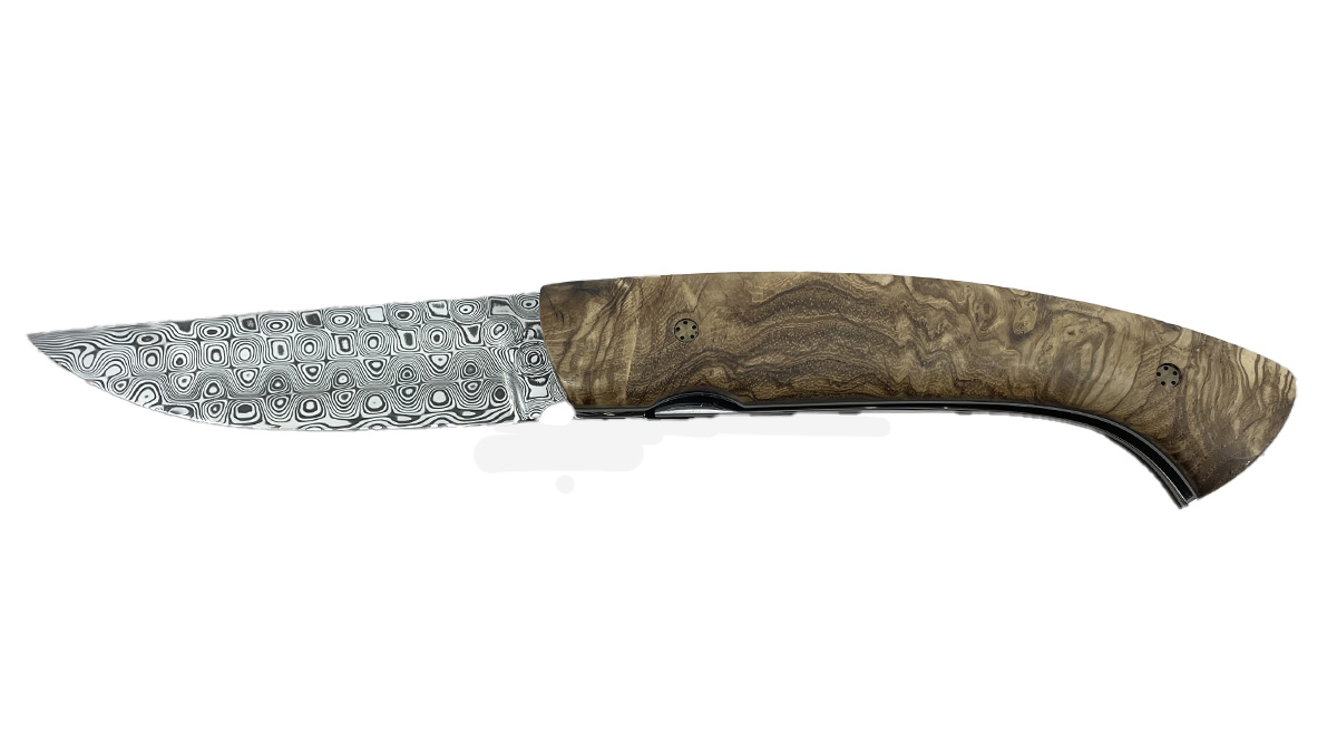 Couteau pliant artisanal Le 1515 - Manu Laplace Atelier 1515 - loupe de frêne olivier