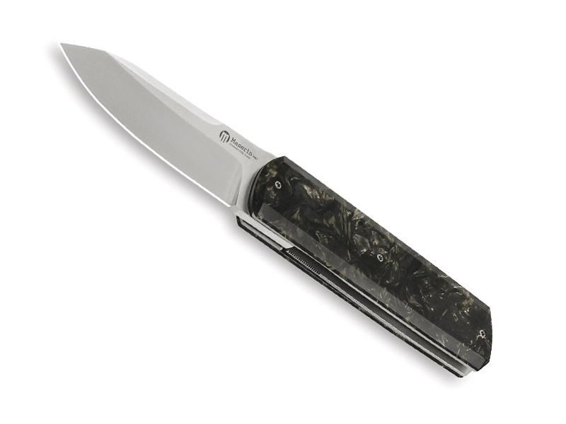 Couteau Maserin Silver - manche 9,5 cm fibre de carbone marbrée