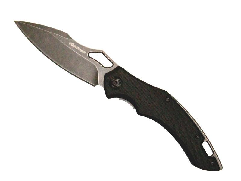 Couteau FOX EDGE Sparrow - lame à trou acier - manche 11 cm G10 noir