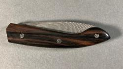 Couteau l'Ariégeois damas Suminagashi ébène de Mun par la coutellerie Savignac