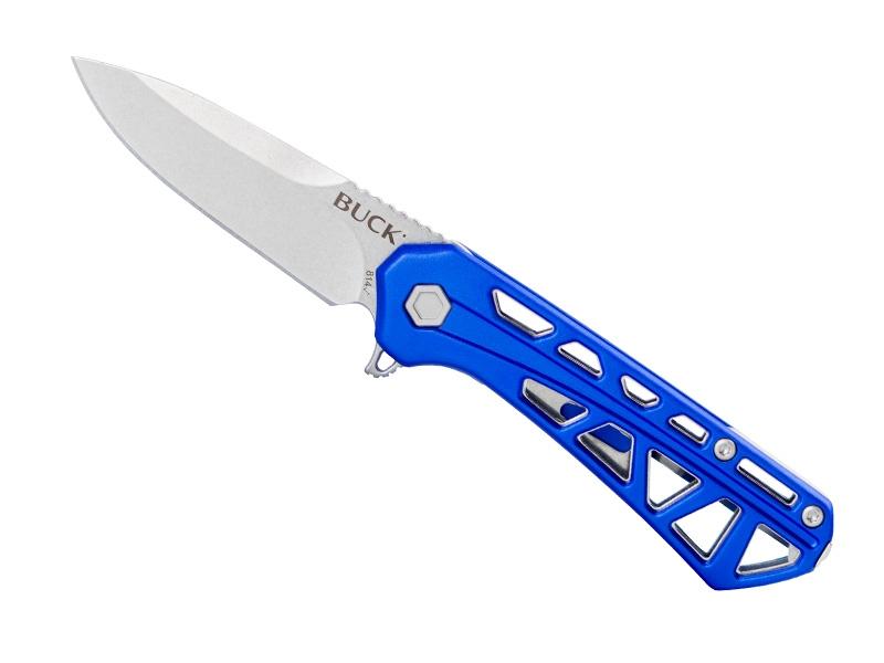 Couteau pliant Buck Mini Trace - manche 9 cm aluminium anodisé bleu