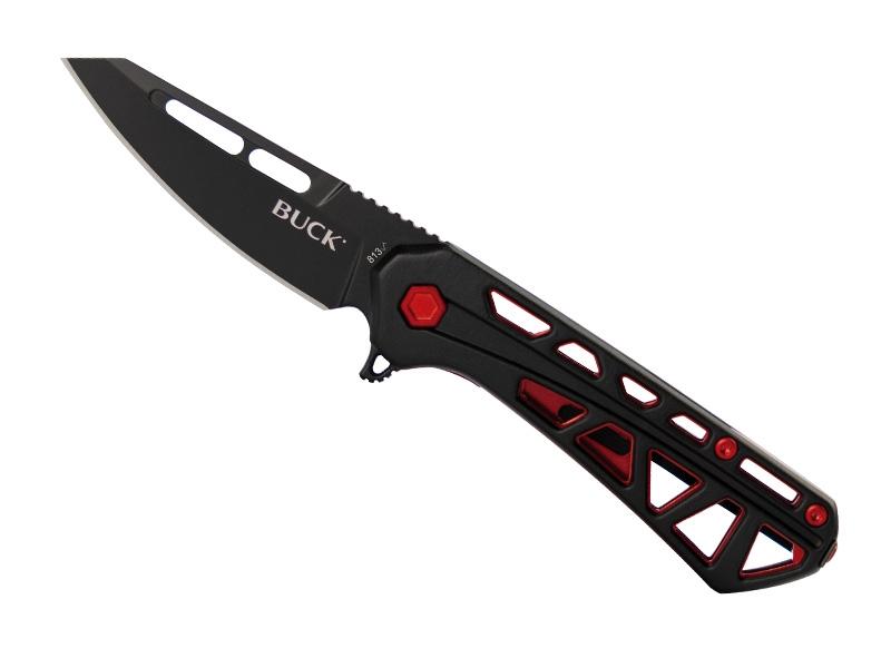 Couteau pliant Buck Mini Trace - manche 9 cm aluminium anodisé noir et rouge