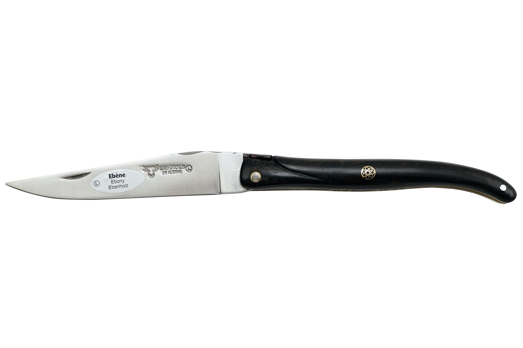 Couteau Laguiole en Aubrac 12 cm - ébène plein manche