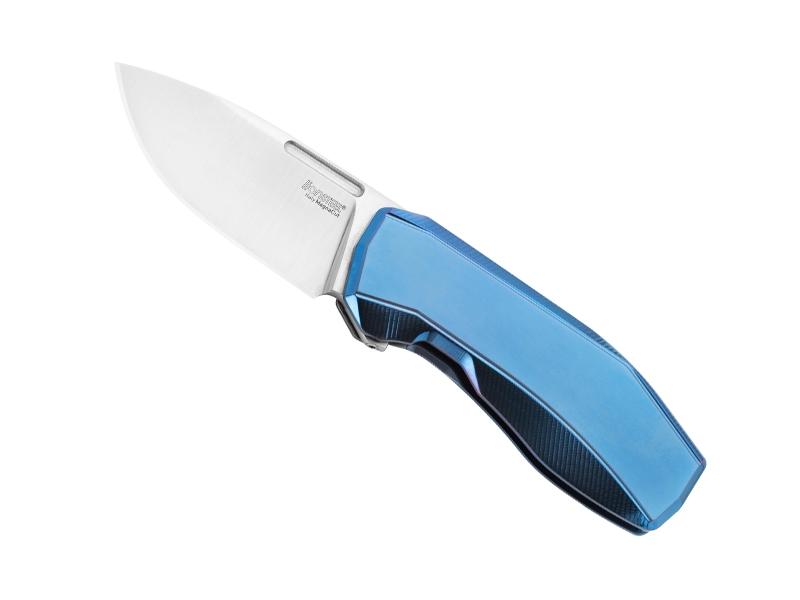 Couteau pliant Lionsteel N. One - manche 9,5 cm titanium bleu