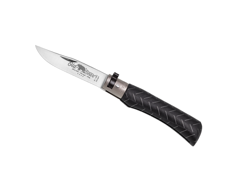 Couteau Old Bear taille S - manche 10 cm bois stratifié noir + inclusion aluminium