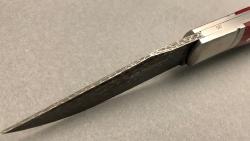 Couteau Böker "BOXER" damas design par Raphaël Durand - manche 10 cm micarta bordeaux