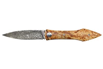 Couteau pliant artisanal "L'Oegopsyde" par Laraud Blade - Loupe de frêne olivier