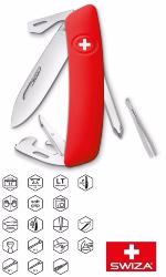 COUTEAU SWIZA MULTIFONCTIONS D04 ROUGE