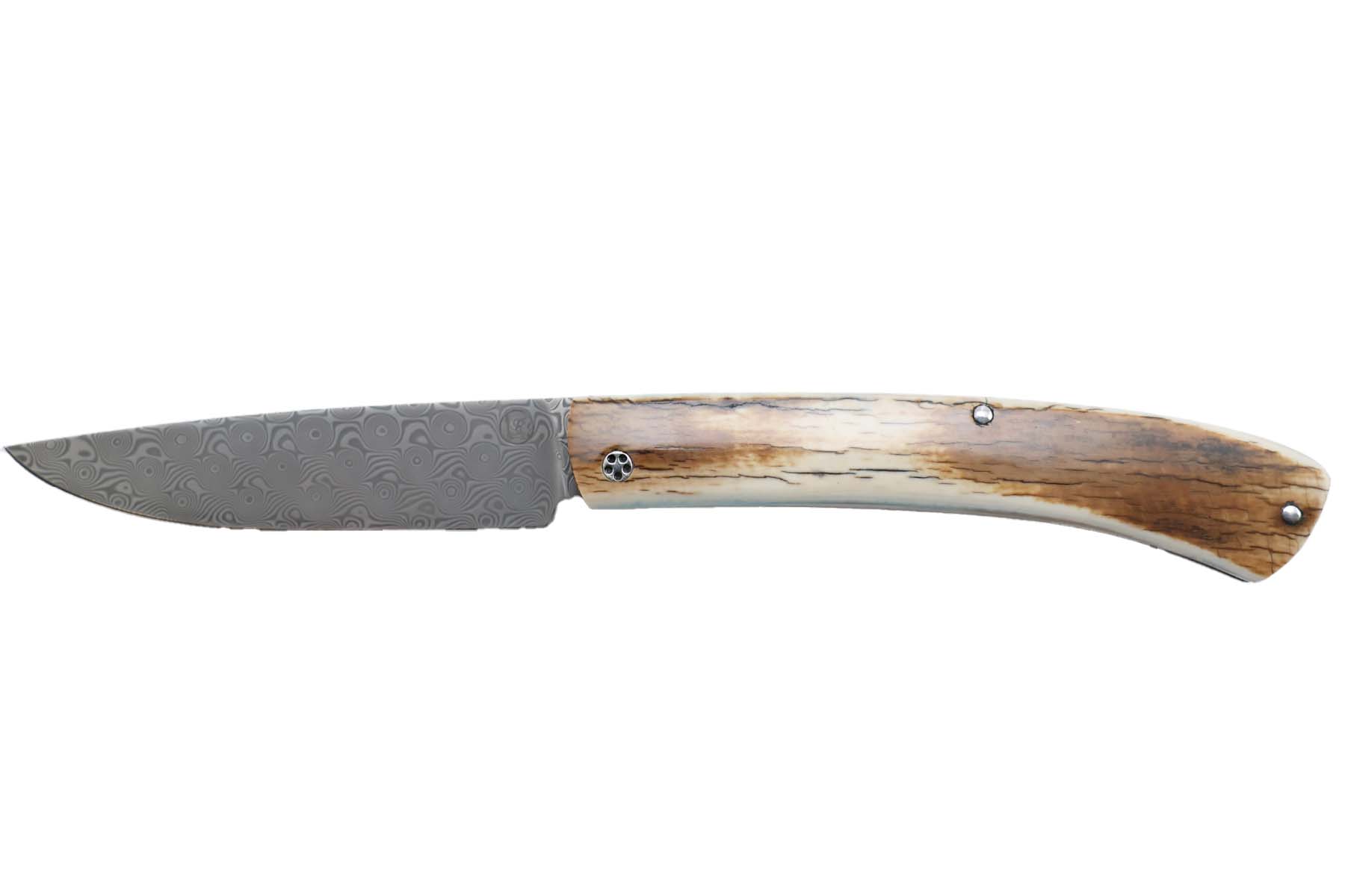 Couteau pliant artisanal "Le Pastellier" de Thomas  Fronteau - Mammouth - damasteel