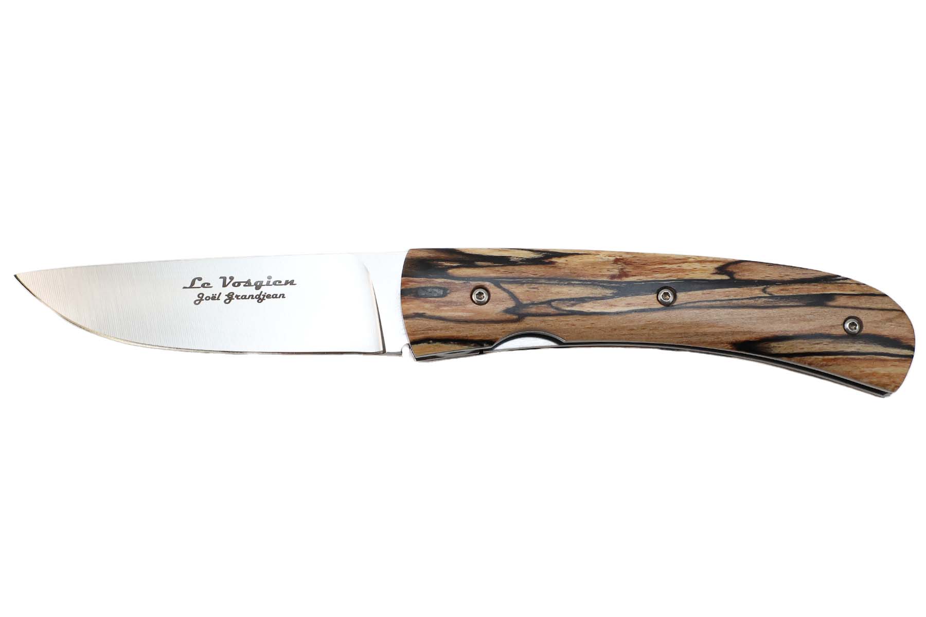 Couteau Le Vosgien de Joël Grandjean en hêtre échauffé stabilisé