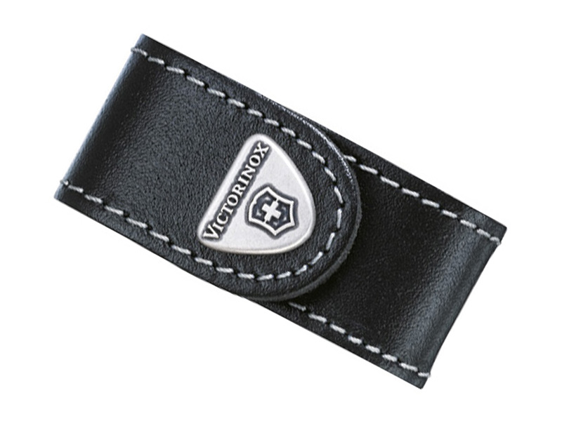 Étui cuir noir Victorinox pour Minichamp et modèles avec clé USB.