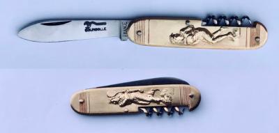 Couteau coursolle motif rugby & tennis - 2 pièces laiton