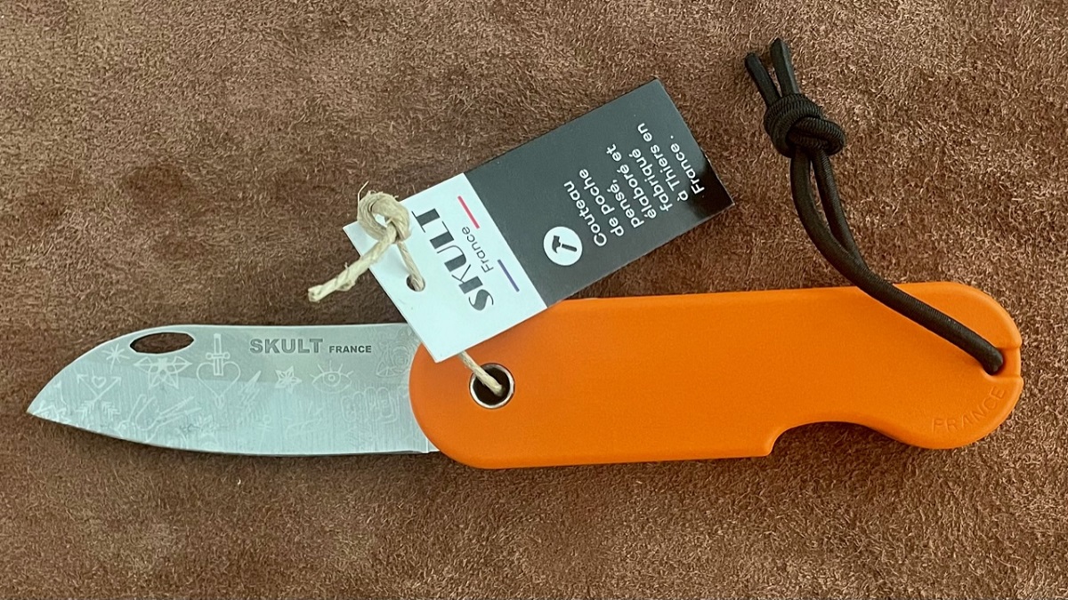Couteau pliant à friction Skult, orange "Le Tatoué"