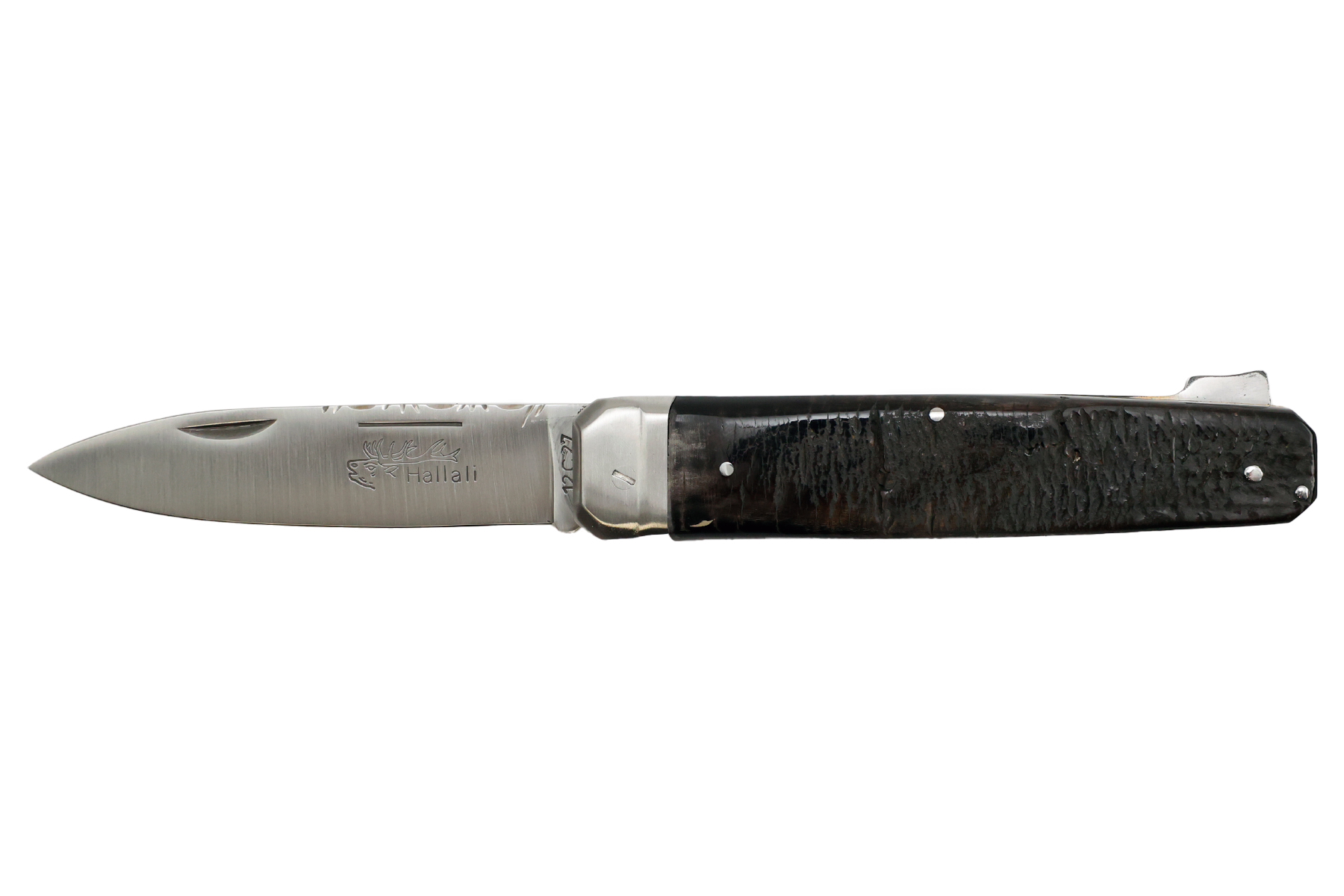 Couteau pliant de chasse Hallali par Douris Chastel - croûte de buffle